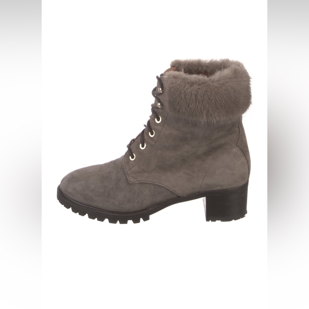 AQUAZZURA Mont Blanc Gray Suede Ankle Boots $1,250 EU 38 US 7.5
